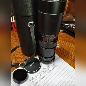 Vivitar Lens. Black Telephoto Lens with Case